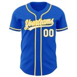 Custom Baseball Jersey with Personalized Name and Number - Thunder Blue White-Yellow Authentic Team Apparel Personalized