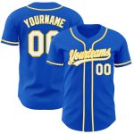 Custom Baseball Jersey with Personalized Name and Number - Thunder Blue White-Yellow Authentic Team Apparel Personalized
