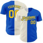 Personalized Custom Name Number Thunder Blue Yellow Pinstripe Baseball Jersey Authentic Fashion Team Personalized Thunder