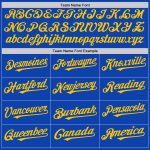 Personalized Custom Name Number Thunder Blue Yellow Pinstripe Baseball Jersey Authentic Fashion Team Personalized Thunder