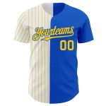 Personalized Custom Name Number Thunder Blue Yellow Pinstripe Baseball Jersey Authentic Fashion Team Personalized Thunder