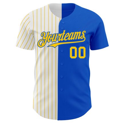 Personalized Custom Name Number Thunder Blue Yellow Pinstripe Baseball Jersey Authentic Fashion Team Personalized Thunder
