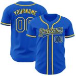 Custom Thunder Blue Yellow Baseball Jersey with Personalized Name and Number - Authentic Team Gear Personalized Thunder Blue
