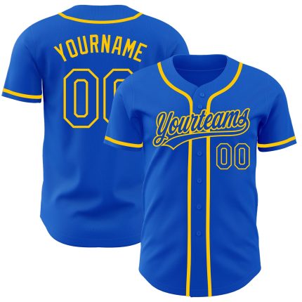 Custom Thunder Blue Yellow Baseball Jersey with Personalized Name and Number - Authentic Team Gear Personalized Thunder Blue