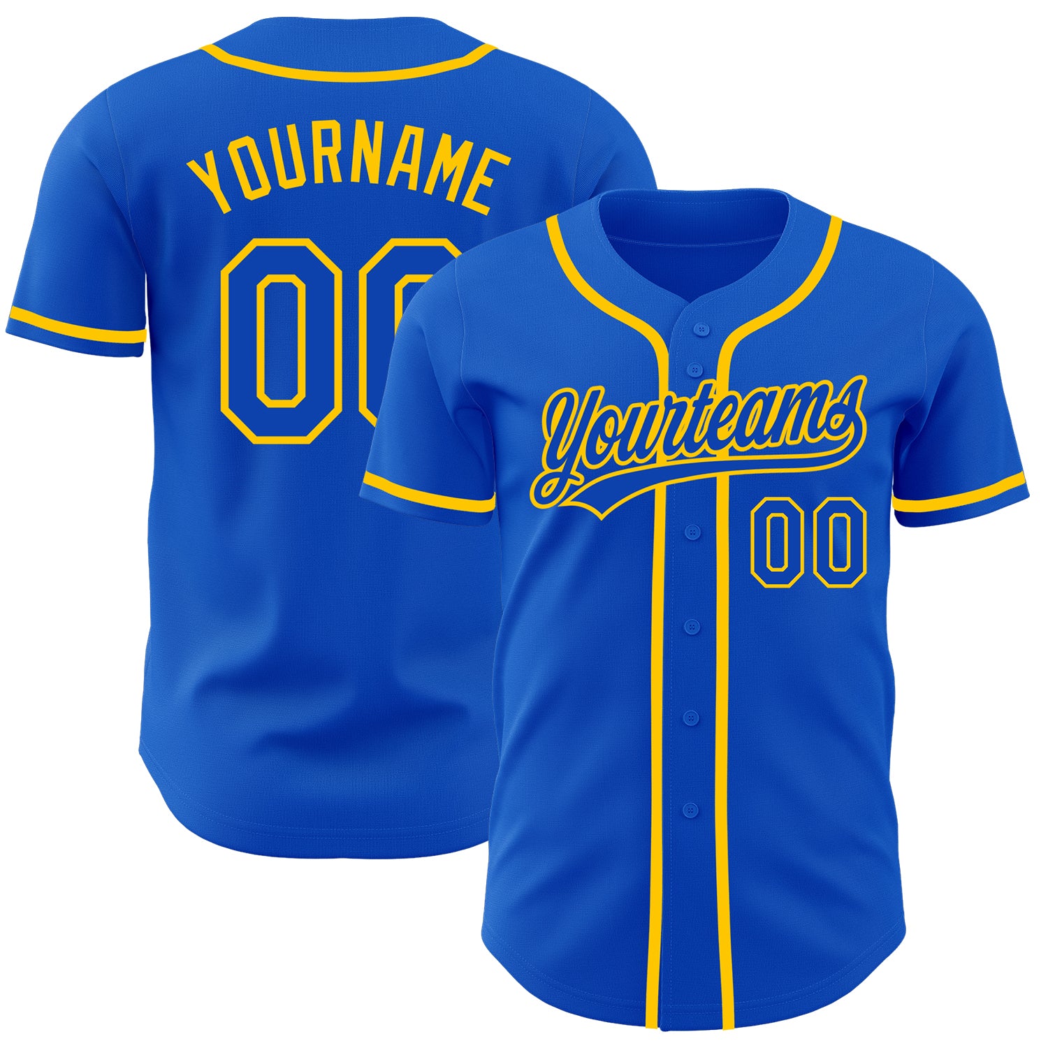 Custom Thunder Blue Yellow Baseball Jersey with Personalized Name and Number - Authentic Team Gear Personalized Thunder Blue