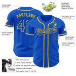 Custom Thunder Blue Yellow Baseball Jersey with Personalized Name and Number - Authentic Team Gear Personalized Thunder Blue