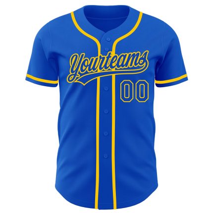 Custom Thunder Blue Yellow Baseball Jersey with Personalized Name and Number - Authentic Team Gear Personalized Thunder Blue