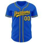Custom Name and Number Personalized Baseball Jersey Thunder Blue Yellow-Black Authentic Team Gear Personalized Thunder Blue