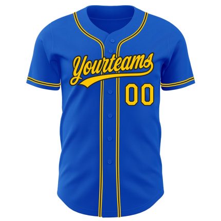 Custom Name and Number Personalized Baseball Jersey Thunder Blue Yellow-Black Authentic Team Gear Personalized Thunder Blue