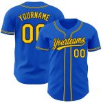 Custom Name and Number Personalized Baseball Jersey Thunder Blue Yellow-Black Authentic Team Gear Personalized Thunder Blue