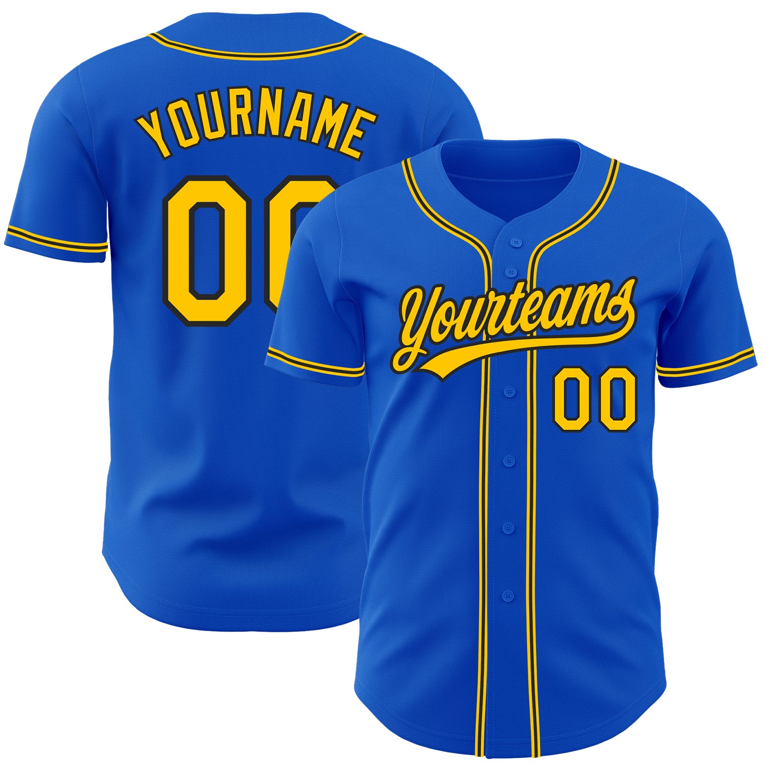 Custom Name and Number Personalized Baseball Jersey Thunder Blue Yellow-Black Authentic Team Gear Personalized Thunder Blue