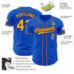 Custom Authentic Baseball Jersey with Personalized Name and Number - Thunder Blue Yellow-Crimson Team Jersey Personalized