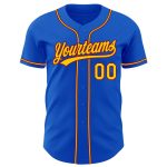 Custom Authentic Baseball Jersey with Personalized Name and Number - Thunder Blue Yellow-Crimson Team Jersey Personalized