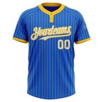 Custom Name Number Blue Yellow Pinstripe Softball Jersey Unisex Two-Button Personalized Team Apparel Personalized Thunder