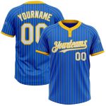 Custom Name Number Blue Yellow Pinstripe Softball Jersey Unisex Two-Button Personalized Team Apparel Personalized Thunder