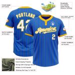 Custom Name Number Blue Yellow Pinstripe Softball Jersey Unisex Two-Button Personalized Team Apparel Personalized Thunder