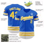 Custom Name Number Personalized Baseball Jersey Thunder Blue Yellow White Personalized Thunder Blue Yellow-White Line Authentic