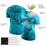 Custom Name and Number Tie Dye Aqua-Black 3D Performance T-Shirt - Personalized Team Gear Personalized Tie Dye Aqua-Black