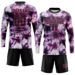 Custom Name Number Tie Dye Soccer Uniform Jersey Black Pink Sublimation Personalized Team Gear Personalized Tie Dye Black-Pink