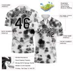 Custom Name and Number Personalized 3D Performance Golf Polo Shirt - Black-White Tie Dye Personalized Tie Dye Black-White