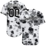 Custom Name Number Black-White Tie Dye 3D Steel Authentic Baseball Jersey - Personalized Team Apparel Personalized Tie Dye