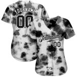 Custom Name Number Black-White Tie Dye 3D Steel Authentic Baseball Jersey - Personalized Team Apparel Personalized Tie Dye