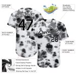 Custom Name Number Black-White Tie Dye 3D Steel Authentic Baseball Jersey - Personalized Team Apparel Personalized Tie Dye