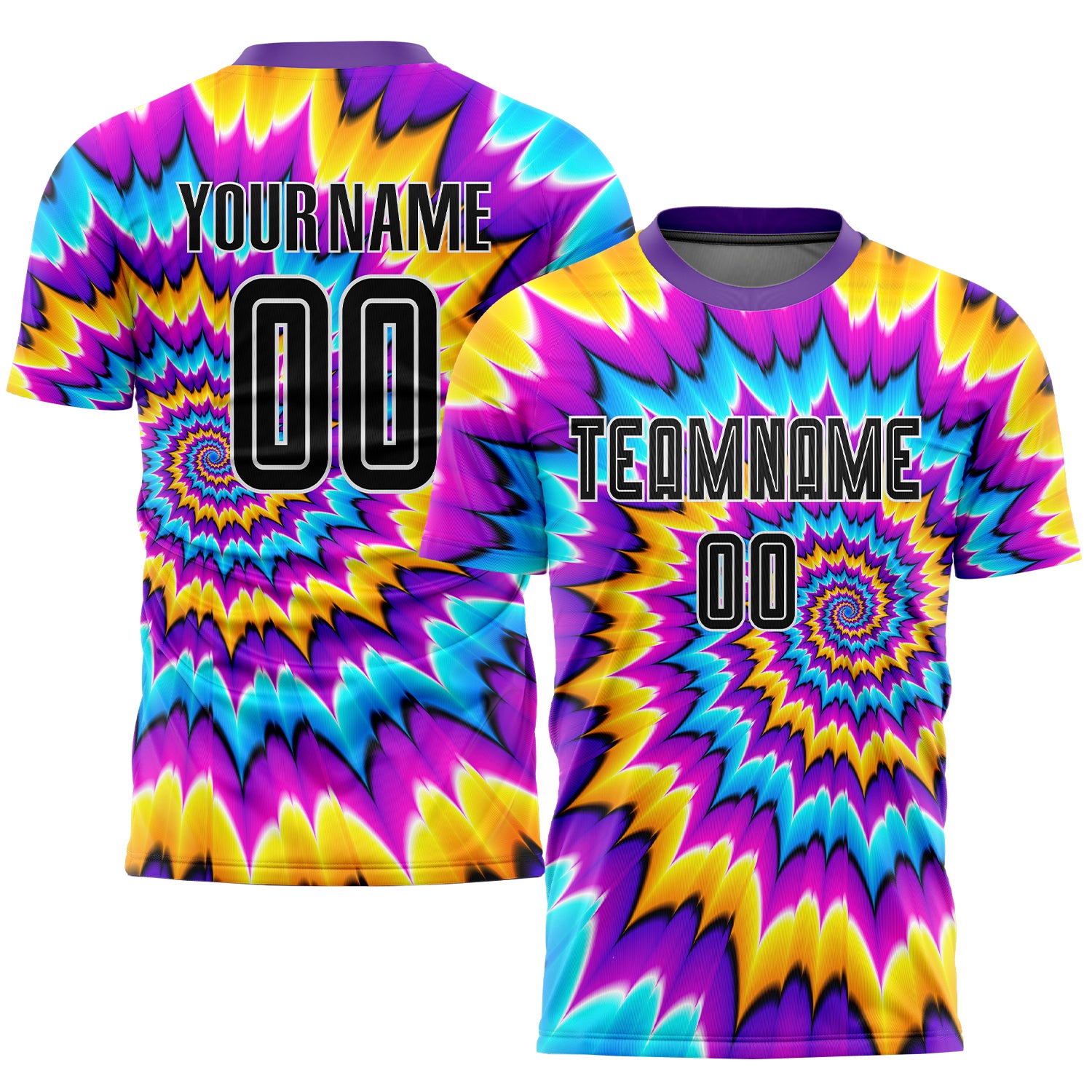Custom Name and Number Personalized Black-White Tie Dye Soccer Uniform Jersey Personalized Tie Dye Black-White Sublimation
