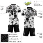 Personalized Black-White Tie Dye Soccer Jersey Uniform for Kids and Adults Personalized Tie Dye Black-White Sublimation Soccer