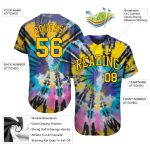 Custom Name and Number 3D Tie Dye Gold-Black Baseball Jersey - Personalized Authentic Team Wear Personalized Tie Dye Gold-Black