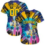Custom Name and Number 3D Tie Dye Gold-Black Baseball Jersey - Personalized Authentic Team Wear Personalized Tie Dye Gold-Black