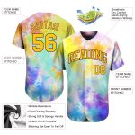 Custom Name and Number Personalized Tie Dye Gold-Purple 3D Baseball Jersey Personalized Tie Dye Gold-Purple 3D Authentic