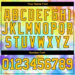 Custom Name and Number Personalized Tie Dye Gold-Purple 3D Baseball Jersey Personalized Tie Dye Gold-Purple 3D Authentic