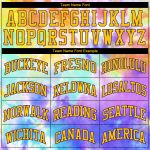 Custom Name and Number Personalized Tie Dye Gold-Purple 3D Baseball Jersey Personalized Tie Dye Gold-Purple 3D Authentic