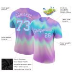 Custom Name Number Tie Dye T-Shirt Light Blue Pink 3D Performance for Team Events Personalized Tie Dye Light Blue-Pink 3D
