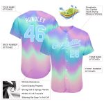 Custom Name and Number Personalized 3D Authentic Baseball Jersey in Light Blue-White Tie Dye Personalized Tie Dye Light Blue-White