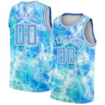 Light Blue White Tie Dye 3D Basketball Jersey Personalized Authentic Personalized Tie Dye Light Blue-White 3D Authentic Basketball