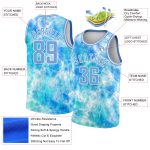 Light Blue White Tie Dye 3D Basketball Jersey Personalized Authentic Personalized Tie Dye Light Blue-White 3D Authentic Basketball