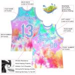 Custom Name and Number Personalized 3D Basketball Jersey Light Blue-White Tie Dye Authentic Design Personalized Tie Dye Light