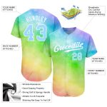 Personalized Light Blue-White 3D Rainbow Tie Dye Baseball Jersey Authentic Personalized Tie Dye Light Blue-White 3D Rainbow