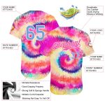 Custom Name and Number Tie Dye Baseball Jersey Light Blue-White 3D Rainbow Design Personalized Tie Dye Light Blue-White 3D