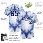 Custom Name and Number Personalized Tie Dye Baseball Jersey in Navy-White 3D Shibori Style - Authentic Team Apparel Personalized