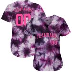 Custom Name and Number Tie Dye Pink-Black 3D Baseball Jersey - Personalized Authentic Team Jersey Personalized Tie Dye Pink-Black
