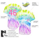 Custom Name Number 3D Rainbow Tie-Dye Baseball Jersey Pink Light Blue Authentic Team Apparel Personalized Tie Dye Pink-Light