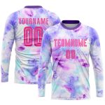 Custom Name and Number Tie Dye Soccer Jersey in Pink and Purple - Personalized Sublimation Uniform Personalized Tie Dye Pink-Purple