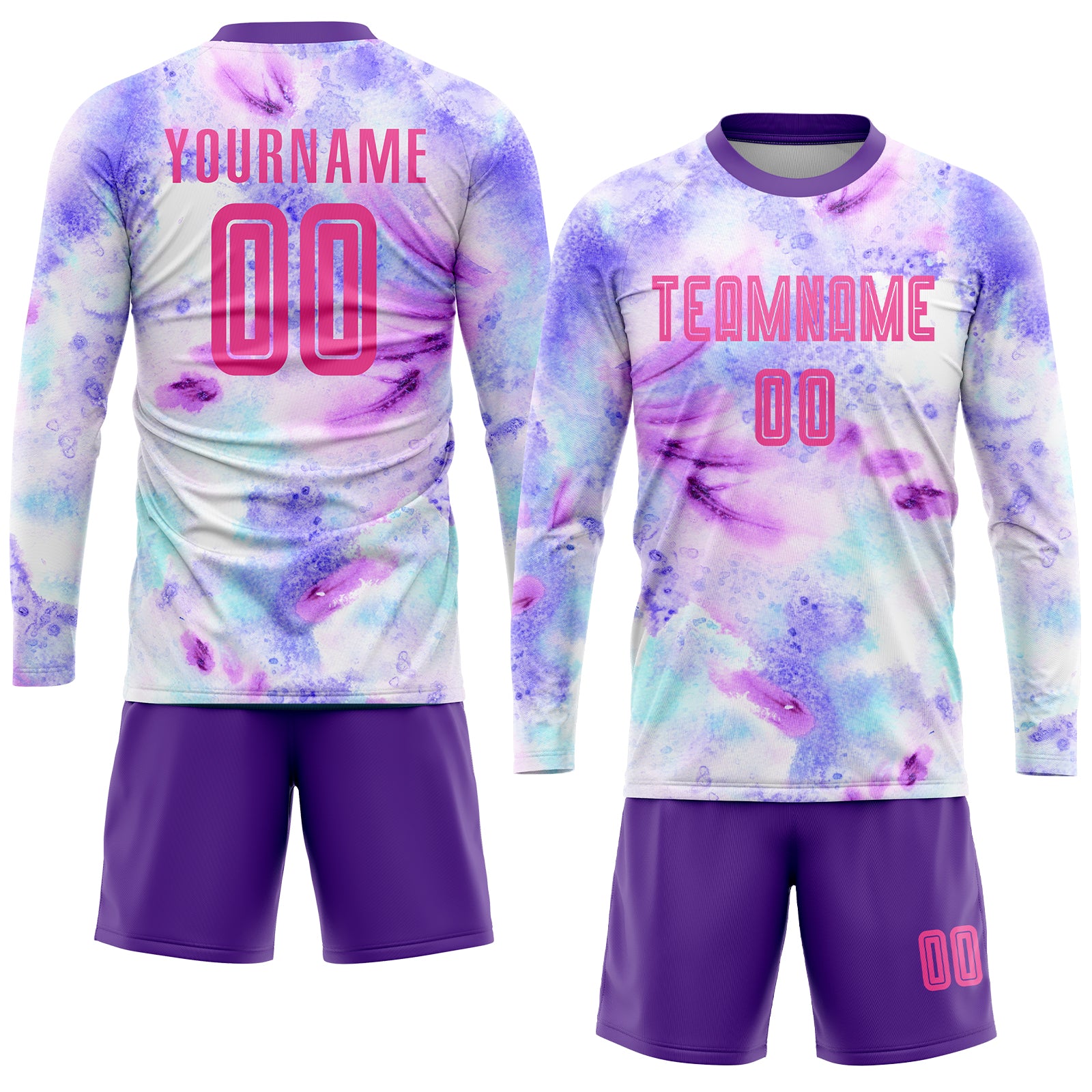 Personalized Tie Dye Pink-Purple Sublimation Soccer Uniform Jersey Team Custom Name and Number Custom Name and Number Tie Dye Soccer Jersey in Pink and Purple - Personalized Sublimation Uniform Personalized Tie Dye Pink-Purple - Image 4