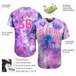 Personalized Tie Dye Baseball Jersey in Pink and White - 3D Authentic Design Personalized Tie Dye Pink-White 3D Authentic
