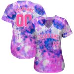 Personalized Tie Dye Baseball Jersey in Pink and White - 3D Authentic Design Personalized Tie Dye Pink-White 3D Authentic