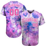 Personalized Tie Dye Baseball Jersey in Pink and White - 3D Authentic Design Personalized Tie Dye Pink-White 3D Authentic
