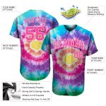 Custom Name and Number Tie Dye Baseball Jersey - Pink-White 3D Authentic Team Apparel Personalized Tie Dye Pink-White 3D